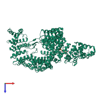 PDB entry 6xu2 coloured by chain, top view.