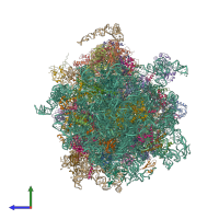 PDB entry 6xu7 coloured by chain, side view.