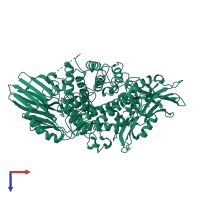 PDB entry 6xux coloured by chain, top view.