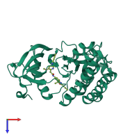 PDB entry 6xvk coloured by chain, top view.