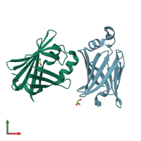PDB entry 6xvs coloured by chain, front view.