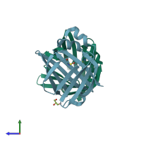 PDB entry 6xvs coloured by chain, side view.