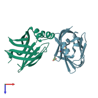 PDB entry 6xvs coloured by chain, top view.