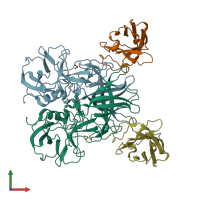 PDB entry 6xw6 coloured by chain, front view.