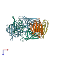 PDB entry 6xw6 coloured by chain, top view.
