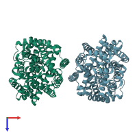 PDB entry 6xwm coloured by chain, top view.