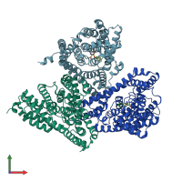 PDB entry 6xwn coloured by chain, front view.