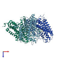 PDB entry 6xwn coloured by chain, top view.