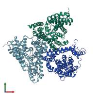 PDB entry 6xwo coloured by chain, front view.