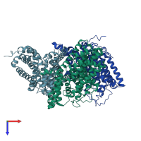 PDB entry 6xwo coloured by chain, top view.