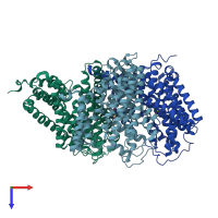 PDB entry 6xwp coloured by chain, top view.