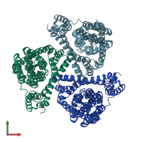 PDB entry 6xwq coloured by chain, front view.