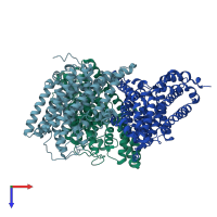 PDB entry 6xwr coloured by chain, top view.