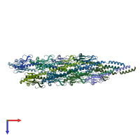 PDB entry 6xxd coloured by chain, top view.