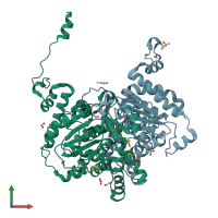 PDB entry 6xxk coloured by chain, front view.