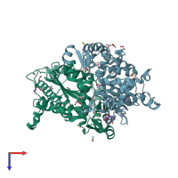PDB entry 6xxk coloured by chain, top view.