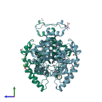 PDB entry 6xxl coloured by chain, side view.