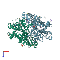 PDB entry 6xxl coloured by chain, top view.
