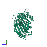 PDB entry 6xy7 coloured by chain, side view.