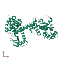 PDB entry 6xyr coloured by chain, front view.