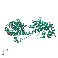 PDB entry 6xyr coloured by chain, top view.