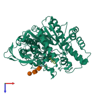 PDB entry 6xyu coloured by chain, top view.