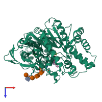 PDB entry 6xyy coloured by chain, top view.