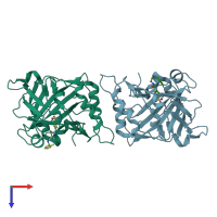 PDB entry 6xze coloured by chain, top view.