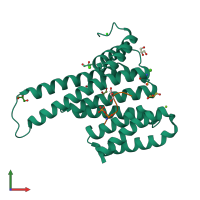 PDB entry 6y1j coloured by chain, front view.