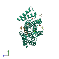 PDB entry 6y1j coloured by chain, side view.
