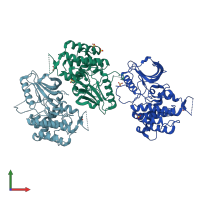 PDB entry 6y23 coloured by chain, front view.