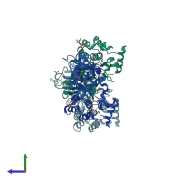 PDB entry 6y23 coloured by chain, side view.