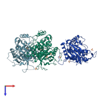 PDB entry 6y23 coloured by chain, top view.