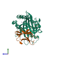 PDB entry 6y26 coloured by chain, side view.