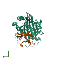 PDB entry 6y28 coloured by chain, side view.