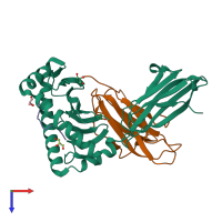 PDB entry 6y29 coloured by chain, top view.