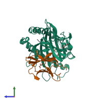 PDB entry 6y2a coloured by chain, side view.