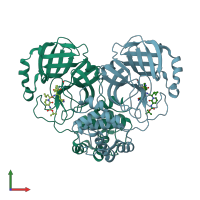 PDB 6y2g coloured by chain and viewed from the front.