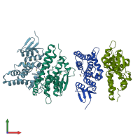 PDB entry 6y2h coloured by chain, front view.
