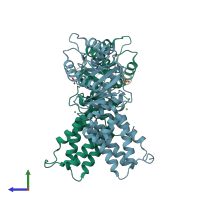 PDB entry 6y2z coloured by chain, side view.