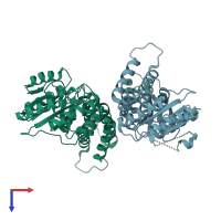 PDB entry 6y30 coloured by chain, top view.