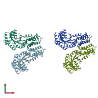 PDB entry 6y31 coloured by chain, front view.
