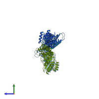PDB entry 6y31 coloured by chain, side view.