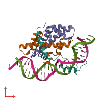 PDB entry 6y35 coloured by chain, front view.