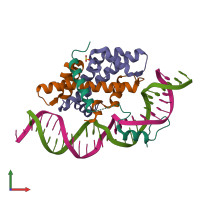 PDB entry 6y36 coloured by chain, front view.