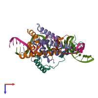 PDB entry 6y37 coloured by chain, top view.