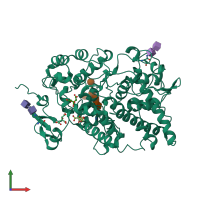 PDB entry 6y3c coloured by chain, front view.