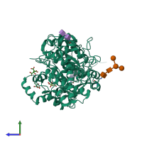 PDB entry 6y3c coloured by chain, side view.