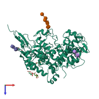 PDB entry 6y3c coloured by chain, top view.