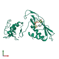 PDB entry 6y3j coloured by chain, front view.